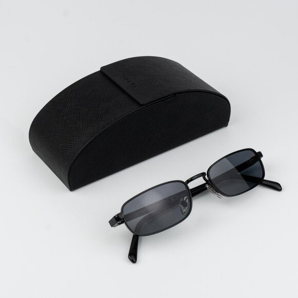 Prada Men Sunglasses Black Grey Polarized Rectangle PRB54S  1AB5Z1 NEW AUTHENTIC - Picture 1 of 12